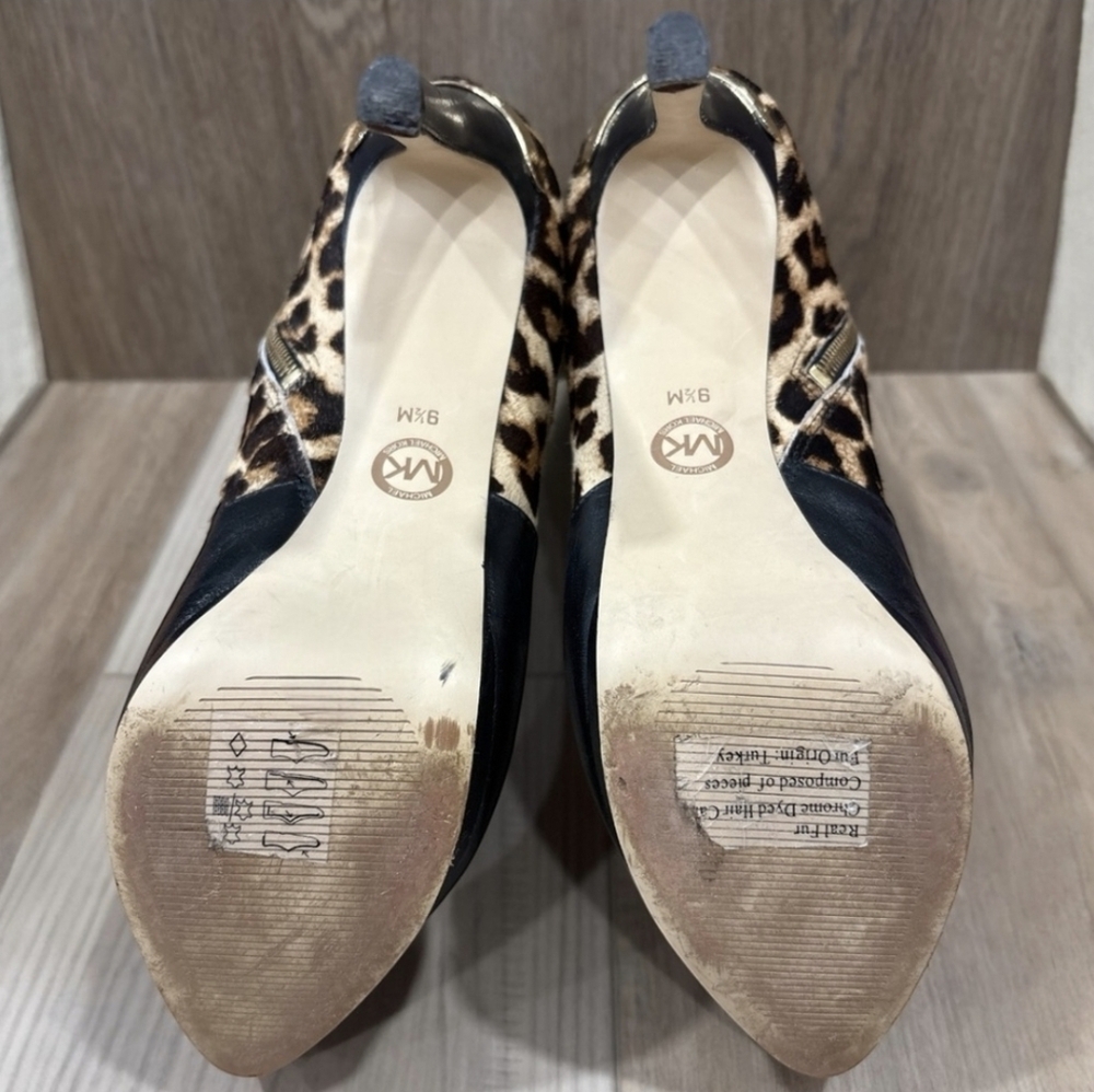 Michael Kors Haya Platform Stilleto Zipper Leopard Printed Hair-Calf Bootie 9.5 - Picture 7 of 11